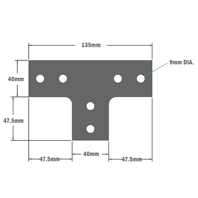 41-174-1 MODULAR SOLUTIONS ALUMINUM CONNECTING PLATE<br>135MM X 135MM FLAT TEE W/HARDWARE